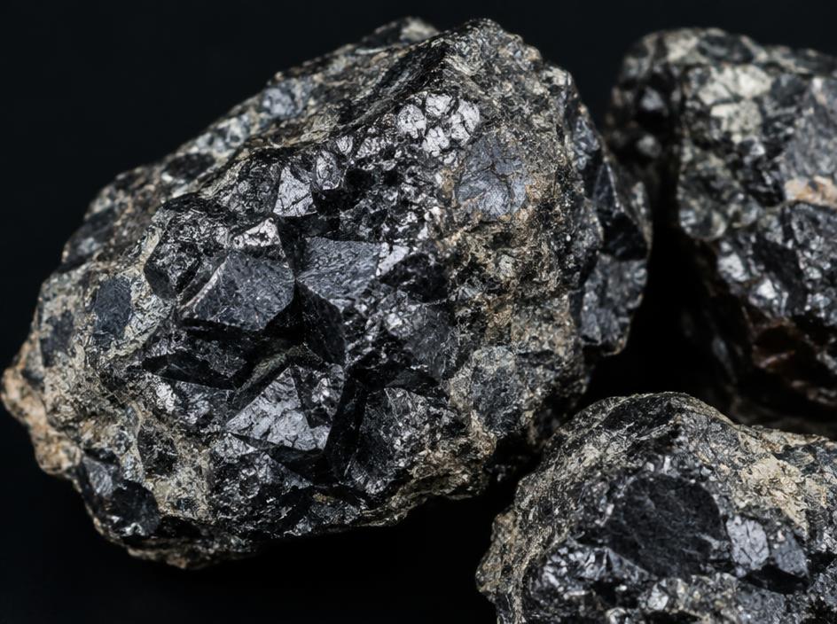Close-up of raw chromite ore